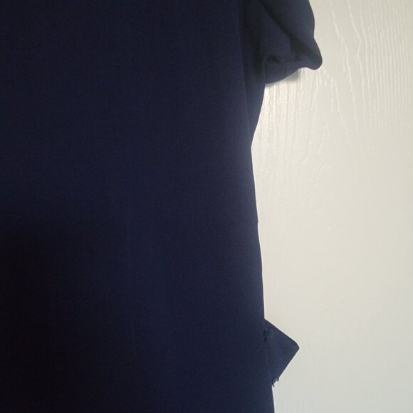 Vintage hand-beaded navy blue cocktail dress; approx. size 4-6 (s) - Picture 8 of 16